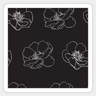 White flowers on dark grey Sticker